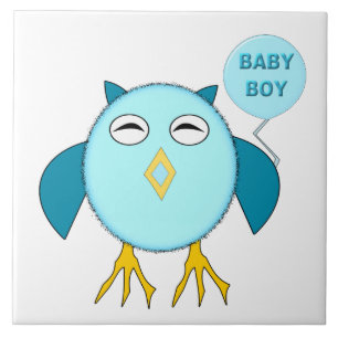Niedlich Blue Baby Bowl Owl Tile Fliese