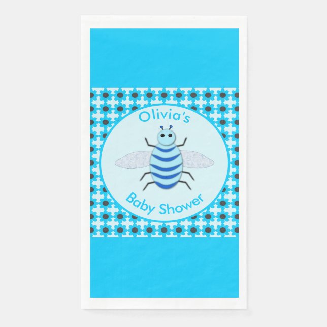 Niedlich Blue Baby Boy Bee Baby Dusche kundenspezi Serviette (Vorderseite)