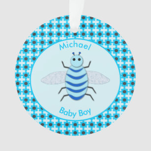 Niedlich Blue Baby Boy Bee Custom First Christmas Ornament