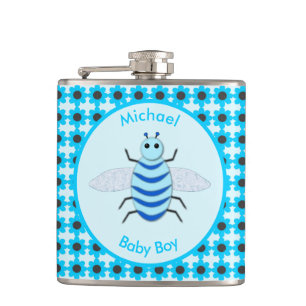 Niedlich Blue Baby Boy Bee Custom Flachmann