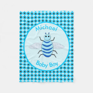 Niedlich Blue Baby Boy Bee Custom Fleecedecke