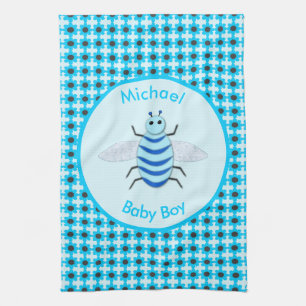 Niedlich Blue Baby Boy Bee Custom Geschirrtuch