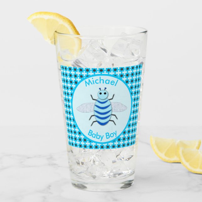 Niedlich Blue Baby Boy Bee Custom Glas (Vorderseite Ice)