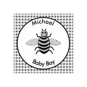 Niedlich Blue Baby Boy Bee Custom Gummistempel