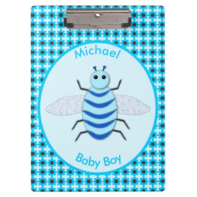 Niedlich Blue Baby Boy Bee Custom Klemmbrett (Vorderseite)