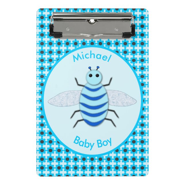 Niedlich Blue Baby Boy Bee Custom Mini Klemmbrett (Vorderseite)