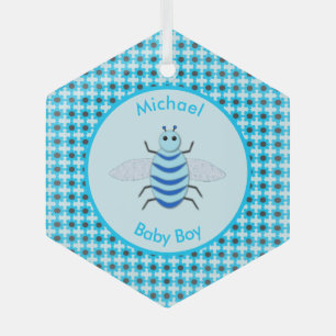 Niedlich Blue Baby Boy Bee Custom Ornament Aus Glas
