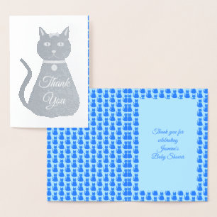 Niedlich Blue Baby Boy Cat Baby Dusche Vielen Dank Folienkarte