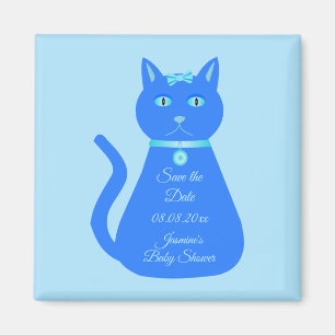 Niedlich Blue Baby Boy Cat Custom Baby Dusche Magnet
