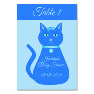 Niedlich Blue Baby Boy Cat Custom Baby Dusche Tischnummer