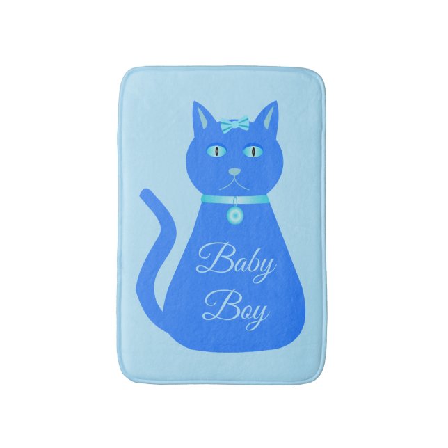 Niedlich Blue Baby Boy Cat Custom Badematte (Vorderseite Vertikal)