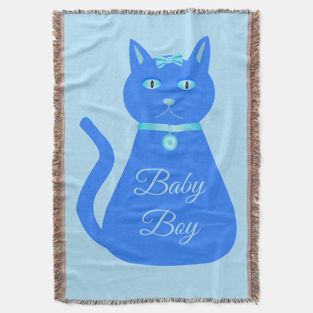 Niedlich Blue Baby Boy Cat Custom Decke (Vorderseite Vertikal)