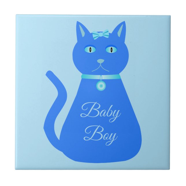 Niedlich Blue Baby Boy Cat Custom Fliese (Vorderseite)