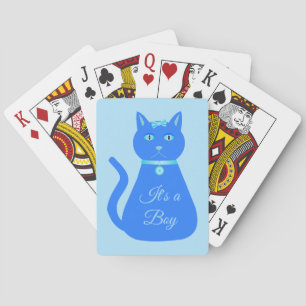 Niedlich Blue Baby Boy Cat Custom Gender Reveal Spielkarten