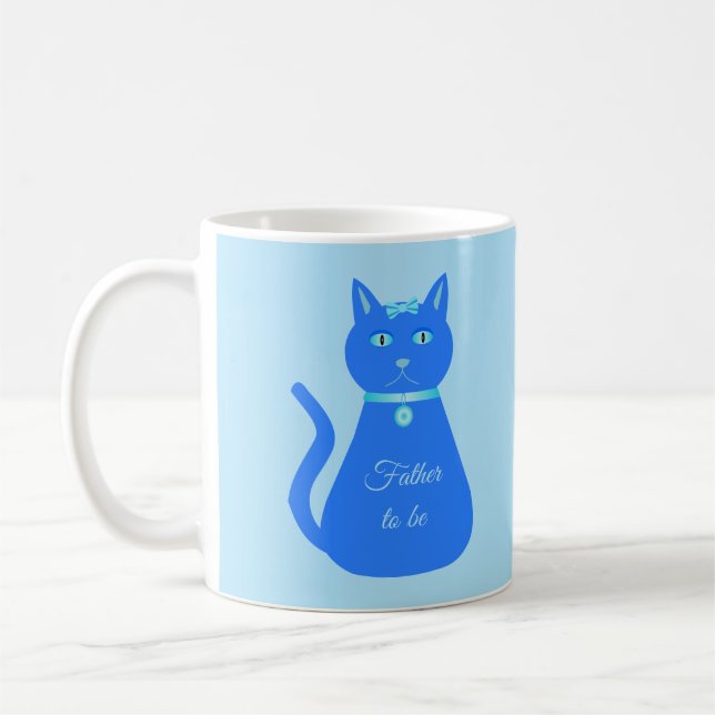 Niedlich Blue Baby Boy Cat Custom Vater zu sein Kaffeetasse (Links)