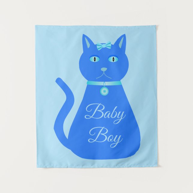 Niedlich Blue Baby Boy Cat Custom Wandteppich (Vorderseite)