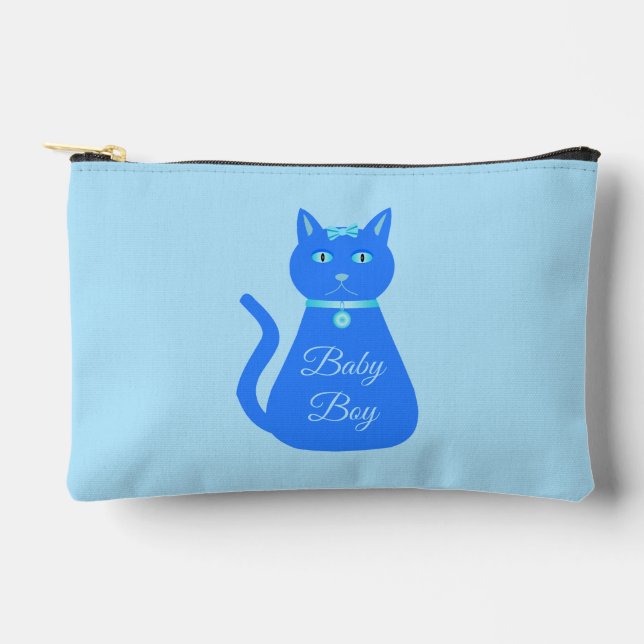 Niedlich Blue Baby Boy Cat Custom Zubehörtasche (Vorderseite)