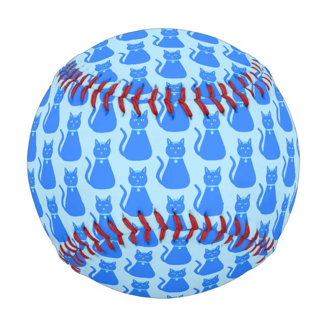 Niedlich Blue Baby Boy Cat Gemustert Baseball (Vorderseite)