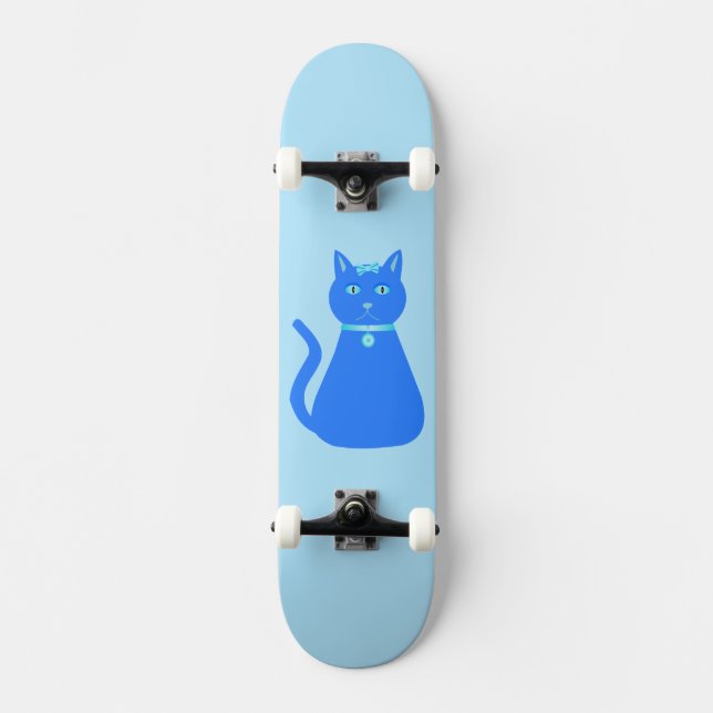 Niedlich Blue Baby Boy Cat Skateboard (Vorderseite)