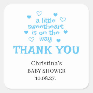 Niedlich Blue Baby Boy Dusche Quadratischer Aufkleber
