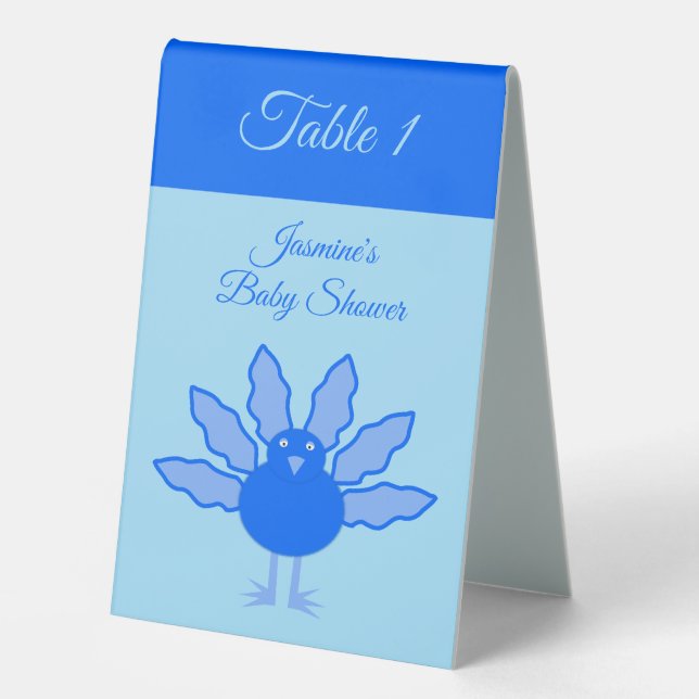 Niedlich Blue Baby Boy Erntedank Türkei Babydusche Tischaufsteller (Vorderseite)
