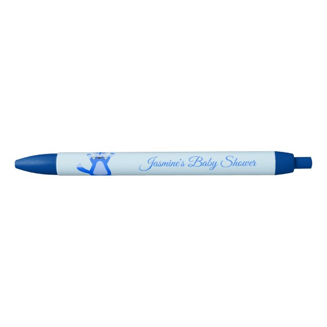 Niedlich Blue Baby Boy Fox Custom Baby Dusche Kugelschreiber (Vorderseite)
