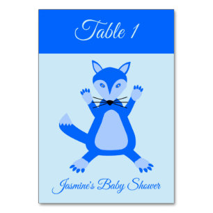Niedlich Blue Baby Boy Fox Custom Baby Dusche Tischnummer