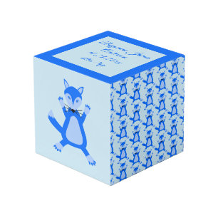 Niedlich Blue Baby Boy Fox Custom Foto Upload Würfel