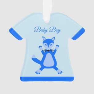 Niedlich Blue Baby Boy Fox Custom Ornament