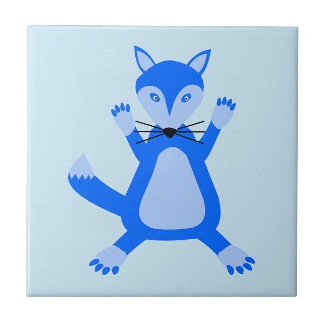 Niedlich Blue Baby Boy Fox Fliese (Vorderseite)
