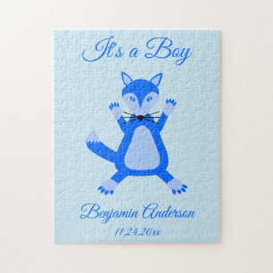 Niedlich Blue Baby Boy Fox Geburtserklärung
