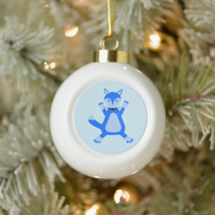 Niedlich Blue Baby Boy Fox Keramik Kugel-Ornament