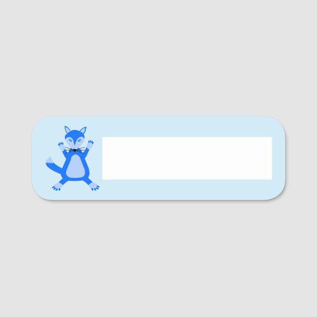 Niedlich Blue Baby Boy Fox Namensschild (Vorderseite)