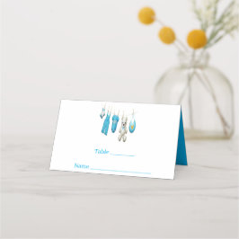 Niedlich Blue Baby Boy Illustration Baby Dusche Platzkarte