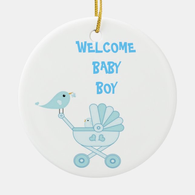 Niedlich Blue Baby Boy Keramikornament (Vorne)