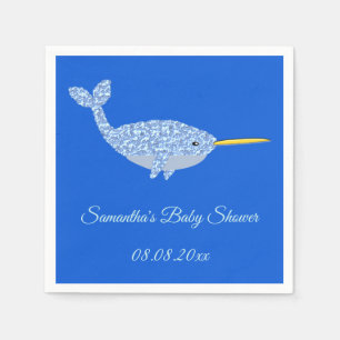 Niedlich Blue Baby Boy Narwhal Baby Dusche kundens Serviette