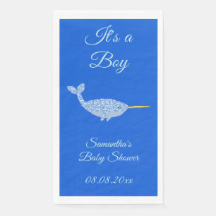 Niedlich Blue Baby Boy Narwhal Baby Dusche kundens Serviette