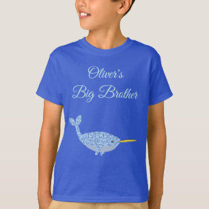 Niedlich Blue Baby Boy Narwhal Custom Big Brother T-Shirt