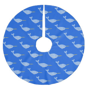 Niedlich Blue Baby Boy Narwhal Erste Weihnachtsfei Polyester Weihnachtsbaumdecke