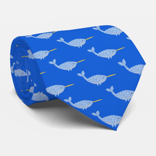 Niedlich Blue Baby Boy Narwhal Gemustert Krawatte (Gerollt)