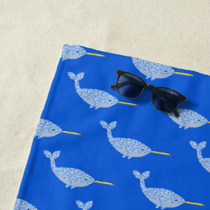 Niedlich Blue Baby Boy Narwhal Gemustert Strandtuch