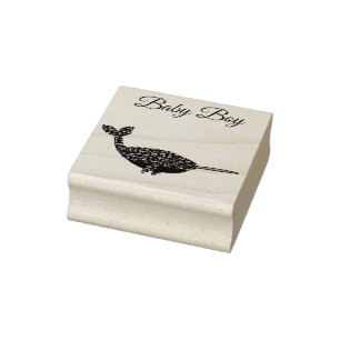 Niedlich Blue Baby Boy Narwhal Gender Reveal Gummistempel