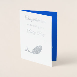 Niedlich Blue Baby Boy Narwhal Herzlichen Glückwun Folienkarte