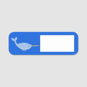 Niedlich Blue Baby Boy Narwhal Namensschild