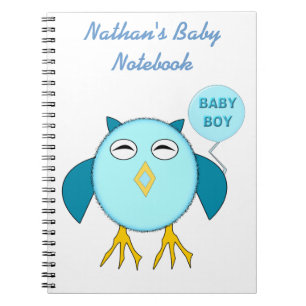 Niedlich Blue Baby Boy Owl Anpassbares Notebook Notizblock