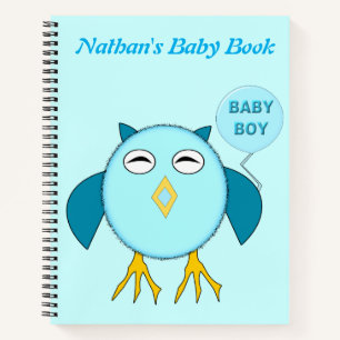 Niedlich Blue Baby Boy Owl Custom Spiral Notebook Notizbuch