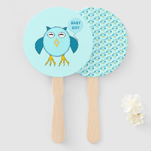 Niedlich Blue Baby Boy Owl Hand Fan Fächer