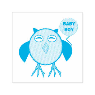 Niedlich Blue Baby Boy Owl Self Incentive Briefmar Permastempel
