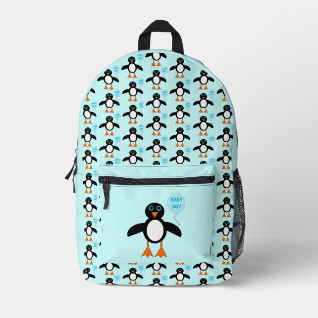 Niedlich Blue Baby Boy Penguin Bedruckter Rucksack (Vorderseite)
