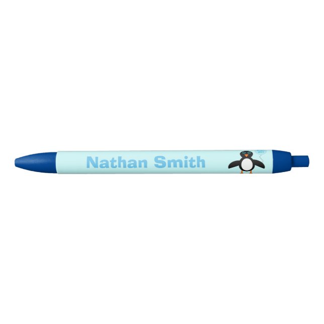 Niedlich Blue Baby Boy Penguin Personalisiert Pen Kugelschreiber (Vorderseite)